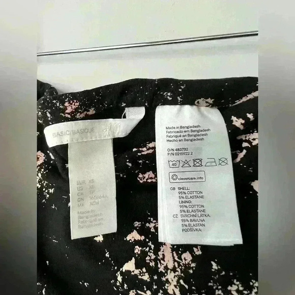 H&M Basic Womens Black Brown Tie Dye  Cotton Midi Pencil Grunge Punk Skirt XS - Picture 6 of 7